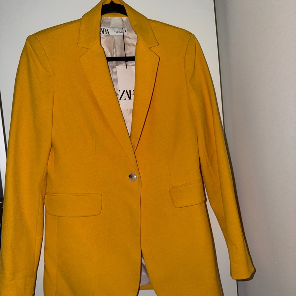 Zara Mustard Yellow Single-Button Blazer